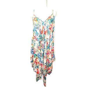Tropical Paradise Palm Tree GOA Flowy Beach Island Maxi Dress